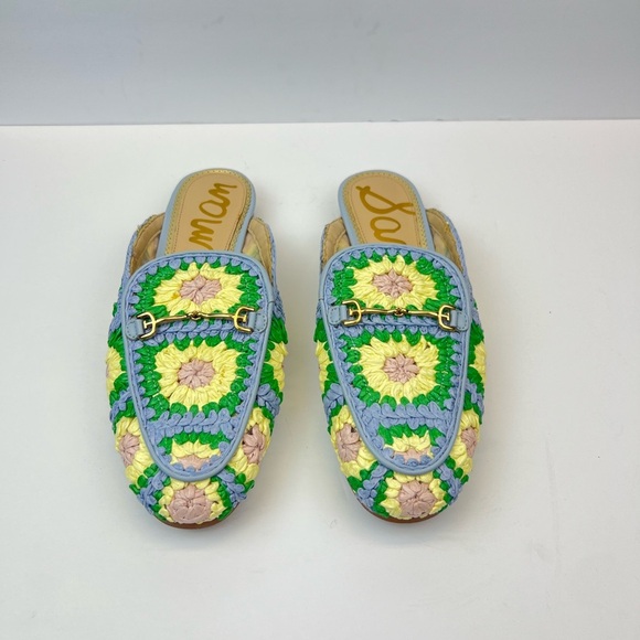Sam Edelman Linnie Crochet Bit Flat Mule Sandals Womens Size 7.5 Multi Color - Picture 1 of 7